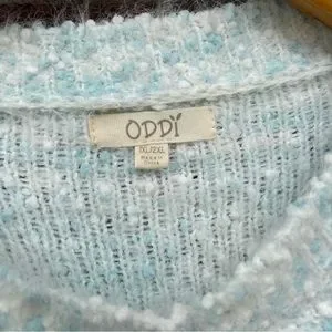 ODDY Sweaters Oddy Pastel Blue And Pink Eyelash Soft Crew Neck